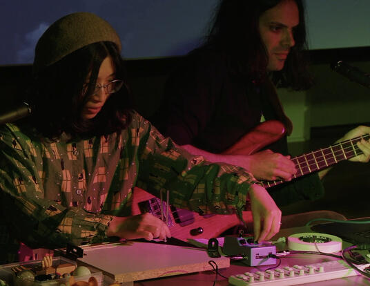 Live performance of Meoark, an intermedia duo consisting of Michele Cheng and Hassan Estakhrian