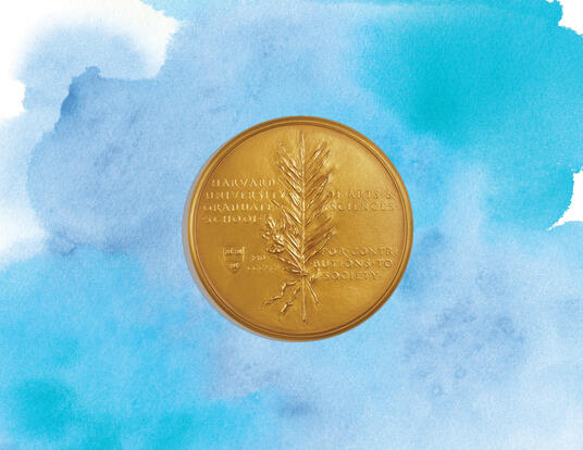 centennial medal with blue watercolor background