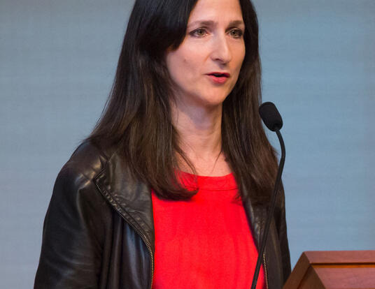 Photograph of astronomer and planetary scientist Sara Seager, taken at the 2016 Gordon Cain Conference, "Life in the Universe: Past and Present", 26 May 2016 at the Chemical Heritage Foundation, Philadelphia, PA, USA.