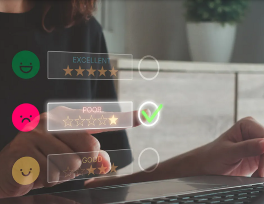 Worker fills out a digital self evaluation