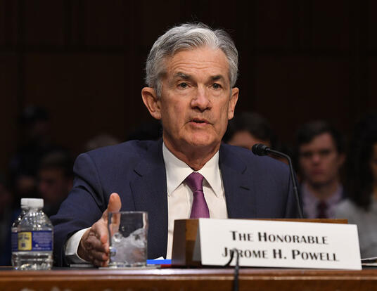 Chairman Powell presents the Monetary Policy Report to the Senate Committee on Banking, Housing, and Urban Affairs in 2018.