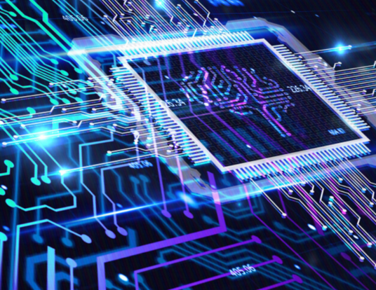 Photo of computer chip and network