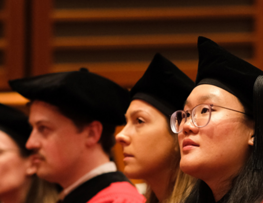 Students at the 2026 HMS hooding ceremony