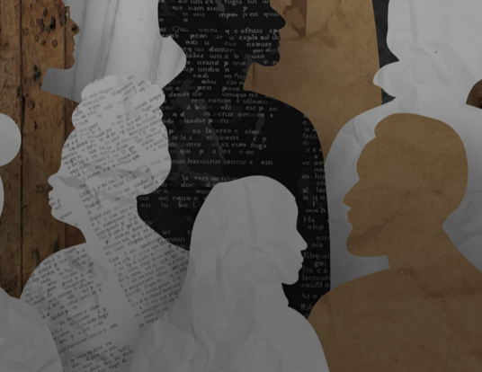 Illustration of paper cut out human figures of different colors