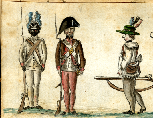 illustration of American and French soldiers at the siege of Yorktown