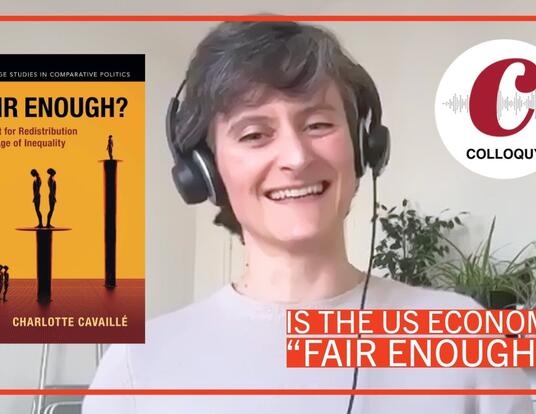Title frame from YouTube video with photo of Cavaille and cover shot of her book, Fair Enough