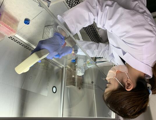 Roka in lab wearing gear