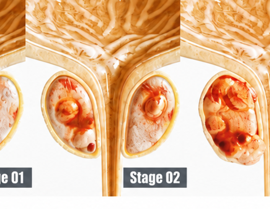 Prostate cancer all 4 stages - detailed close-up - High quality 3d Rendering