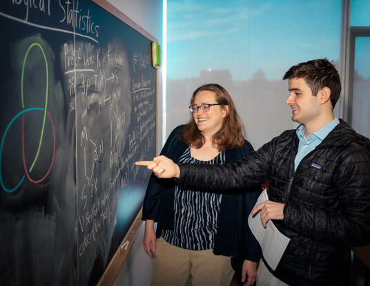 PhD student Jack Miller and math professor Melanie Matchett Wood.