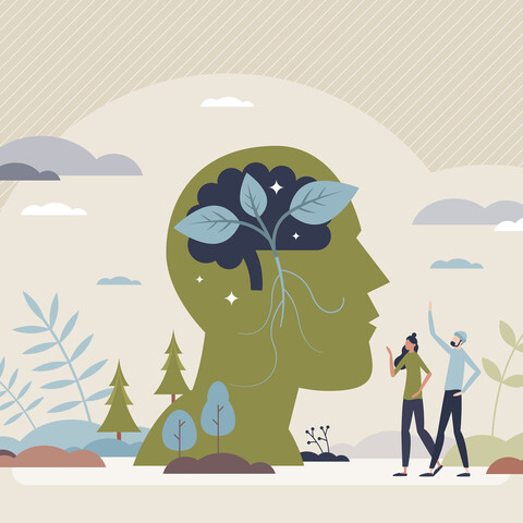 Illustration of silhouette of head with environmental psychology