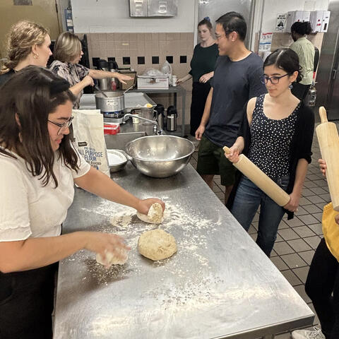 Students learn to make empanadas at a class sponsored by the Student Center fellows,