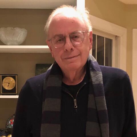Roger Rosenblatt in the scarf given him by his granddaughter Jessica. (2019)