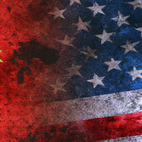US flag mixed with China flag. Background wallpaper.