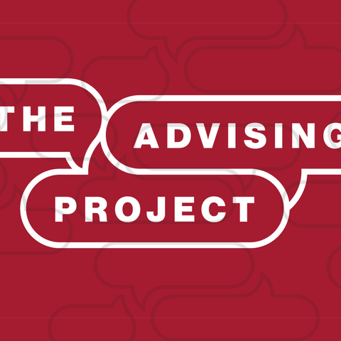 The Advising Project logo; white text with red background