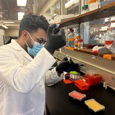 Fardin Aryan in the lab's RNA room.