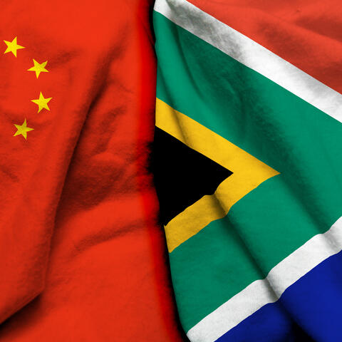 China flag and South Africa flag together