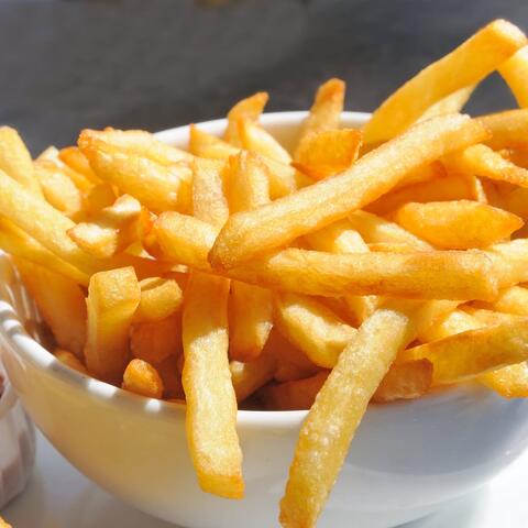 French fries in a white bowl