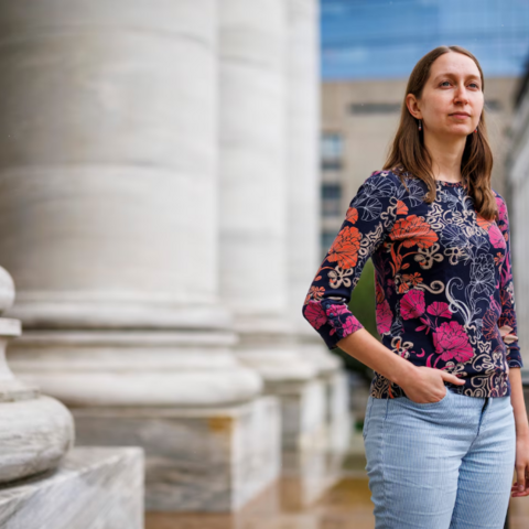 Tal Scully, a PhD candidate in systems biology, at the Harvard Longwood Campus in Boston last week. 