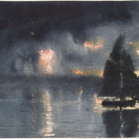 Winslow Homer painting of a sailboat in foggy air