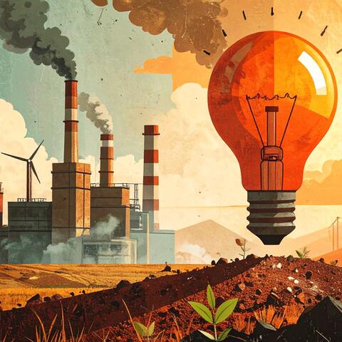 utopian futuristic image illustrating the theory of creative destruction, an econom