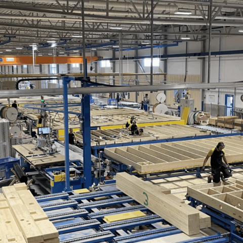 Floor of factory where modular homes are being built