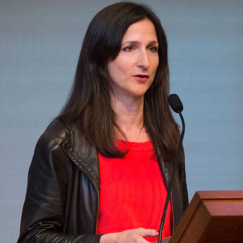 Photograph of astronomer and planetary scientist Sara Seager, taken at the 2016 Gordon Cain Conference, "Life in the Universe: Past and Present", 26 May 2016 at the Chemical Heritage Foundation, Philadelphia, PA, USA.