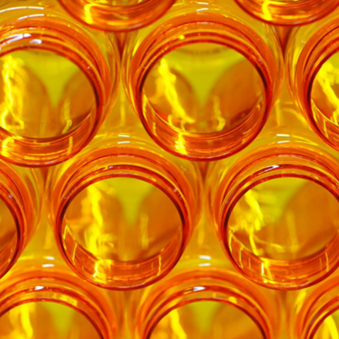 Empty prescription drug containers.