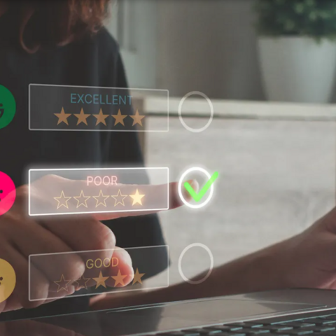 Worker fills out a digital self evaluation