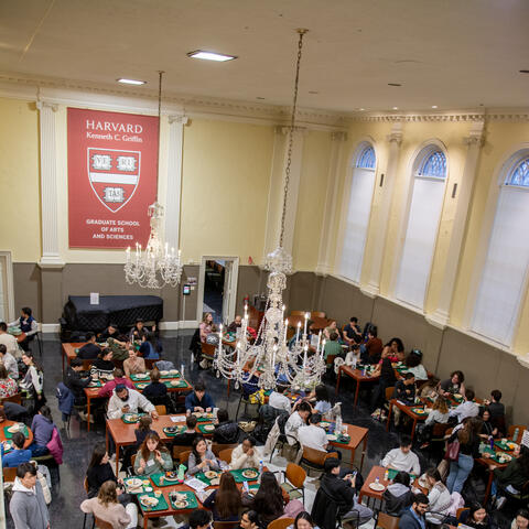 student leaders dining in the Commons