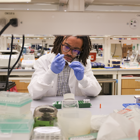 Alton Gayton inside lab wearing lab gear