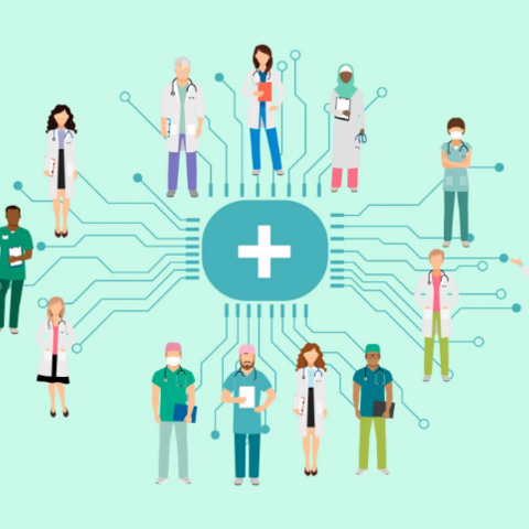 Montage illustration of medical professionals