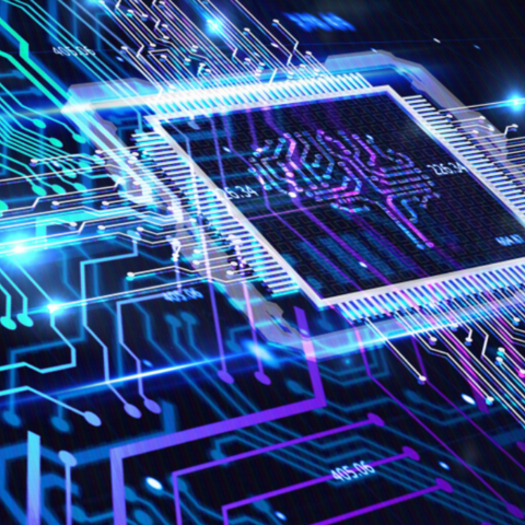 Photo of computer chip and network