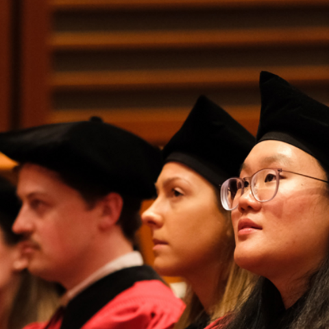 Students at the 2026 HMS hooding ceremony