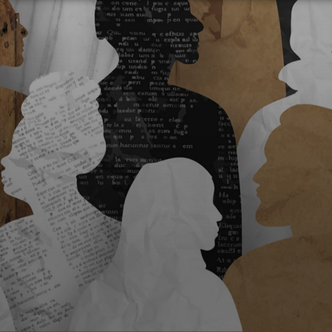 Illustration of paper cut out human figures of different colors
