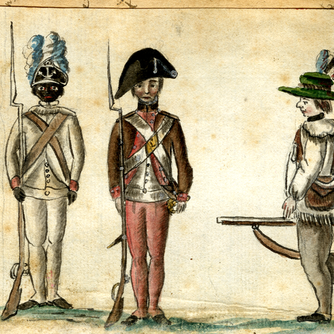 illustration of American and French soldiers at the siege of Yorktown