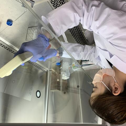Roka in lab wearing gear