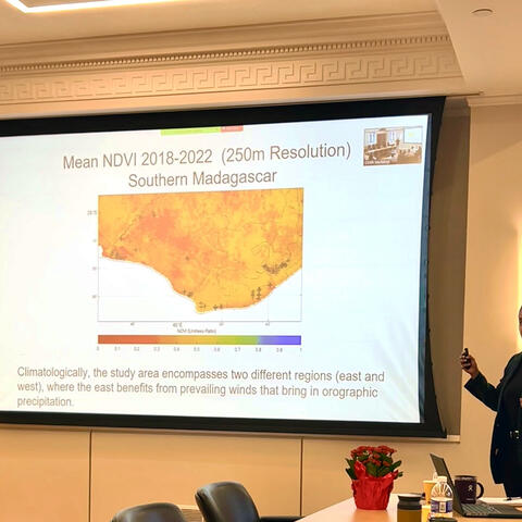 Berry presenting with screen