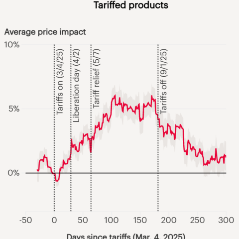 Chart of the changes in the price of tariffed items over time