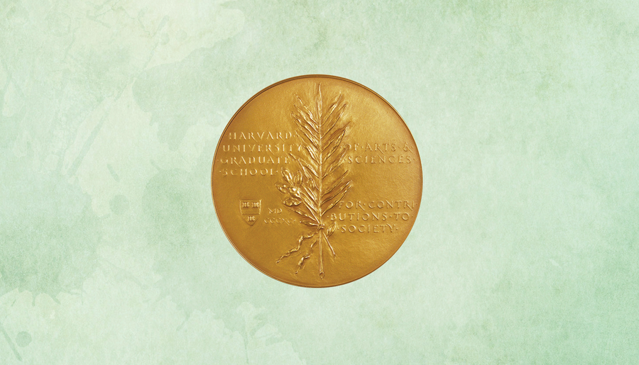 Centennial Medal over green water color background