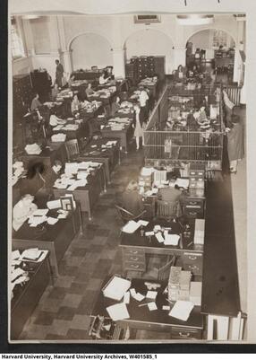 Harvard University Office of the Bursar in Lehman Hall, 1942