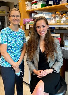 PhD student Ya'el Courtney (right) and her mentor, Maria Lehtinen, PhD '06