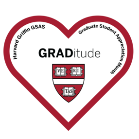 heart logo for Graduate Student Appreciation month; heart border with GSAS shield in the center