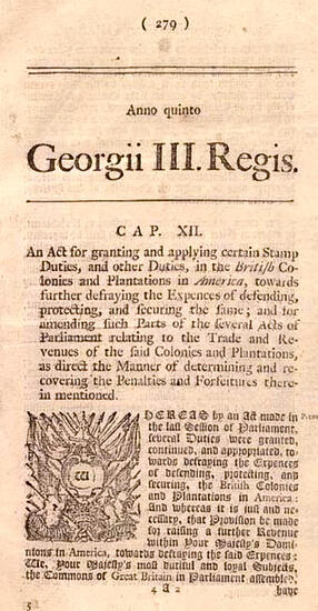 picture of newspaper clipping on the Stamp Act