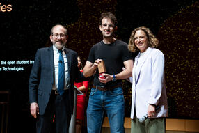 Yann Calvó López (middle) with President Garber (left)