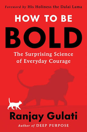 Cover of How to Be Bold; red background with lion silhouette in background