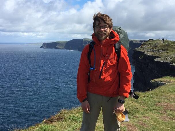 PhD student Nicholas Thyr at Cliffs of Moher, Ireland. 