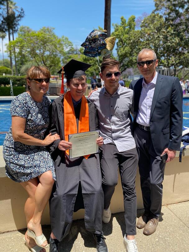 Patryk Kozlowski with his family on graduation day
