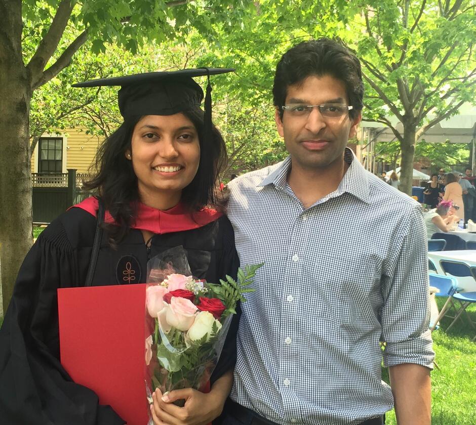 Anshul and Dayita Kumar at Dayita's graduation, May 2016